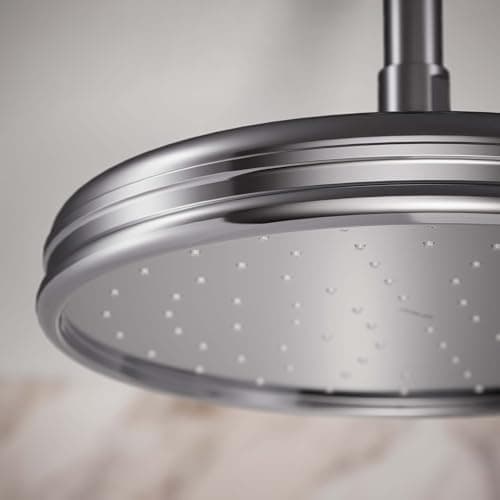KOHLER 13696-CP 10-inch Single-Function Rainhead, Traditional Rain Shower Head, Round Rainfall Shower Head, 2.5 GPM, Polished Chrome
