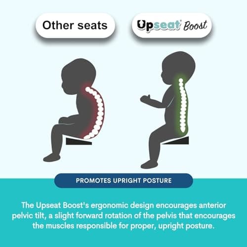 Upseat Boost Ergonomic Toddler Booster Seat for Dining Table, Developed with Physical Therapists to Encourage Posture, 3-Point Harness, Easy to Wipe Clean, and Lightweight Gray