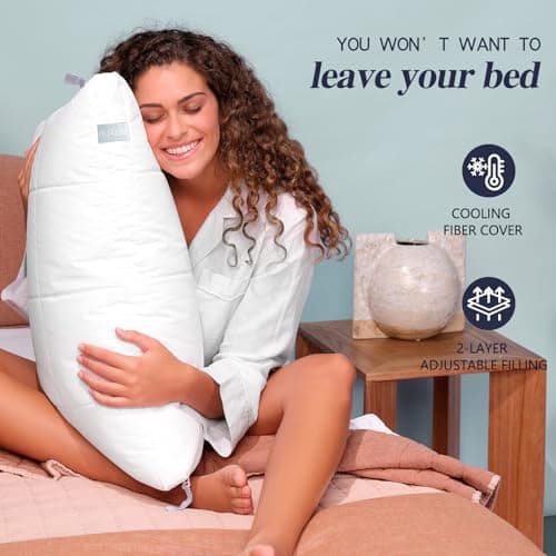 Nuzzle Cooling Adjustable Pillow for Side Sleepers, Luxury Standard Size Bed Pillow Hotel Collection - Best Adjust Height Soft Firm Pillow for Back, Stomach or Side Sleepers - Home Gifts