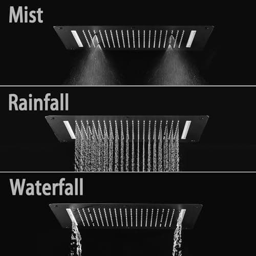 HOMEDEC Luxury Full Body Shower Jets System, 15x28inch Rain Shower Faucet Set Combo with 4pcs Adjustable Large Body Jet with Handheld Spray (Matte Black, 3 Functions Shower Head)