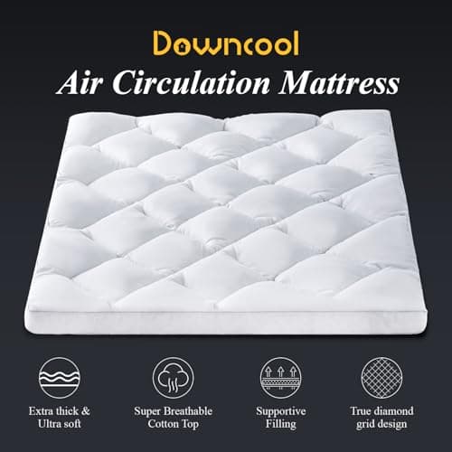 DOWNCOOL 3 Inch Queen Mattress, Ultra Thick and Fluffy Supportive Memory Foam Mattress Topper for Body Pain, Pad with Breathable Mesh Design for Deep Sleep, 80x60x3 Inches