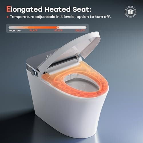 HOROW Bidet Toilet 10" Rough-in, Smart Toilet with Bidet Built-in, Instant Warm Water, Elongated Heated Seat, Dryer, Blackout Flushing and Deodorization