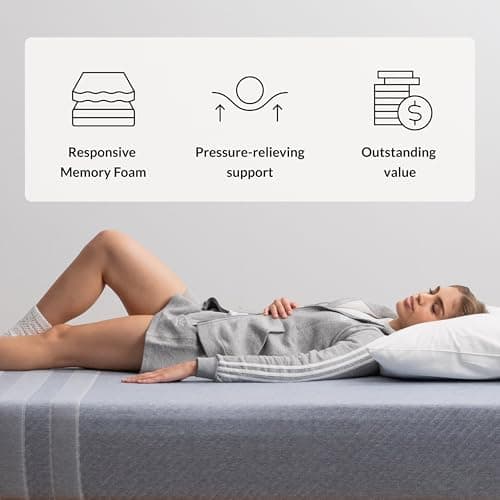 Leesa Studio 10" Mattress, Queen Size, Cooling Memory Foam / CertiPUR-US Certified / 100-Night Trial, Heather-blue