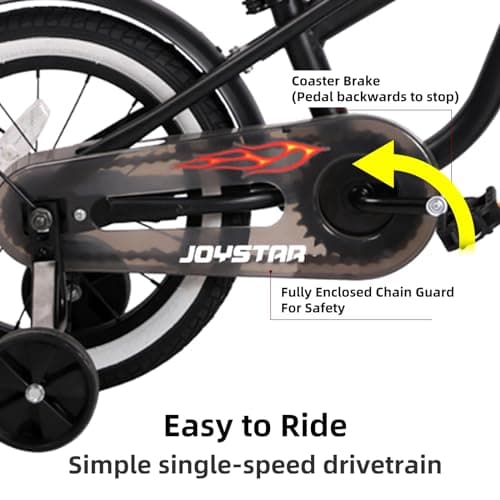 JOYSTAR 12 14 16 Inch Kids Cruiser Bike for Ages 2-7 Years Old Girls & Boys, Children's Bicycle with Training Wheels, Coaster Brake, Fenders & Adjustable Seat
