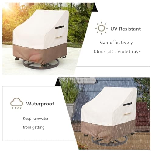 Patio Chair Covers Waterproof Patio Furniture Covers, 33W x 35D x 36H Inches Swivel Outdoor Chair Cover 2 Pack (Beige)