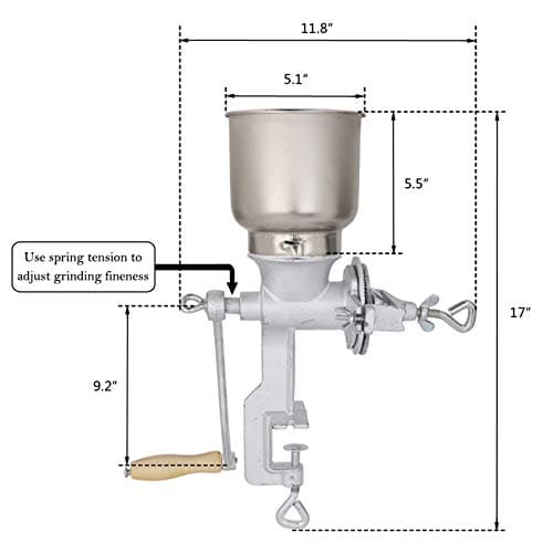 GOTOTOP Hand Crank Grain Mill Grain Grinder Machine Corn Nut Flour Mill Kitchen Tool Equipment for Wheat Nuts Food Seeds with Table Clamp 12.6 x 16.9inch