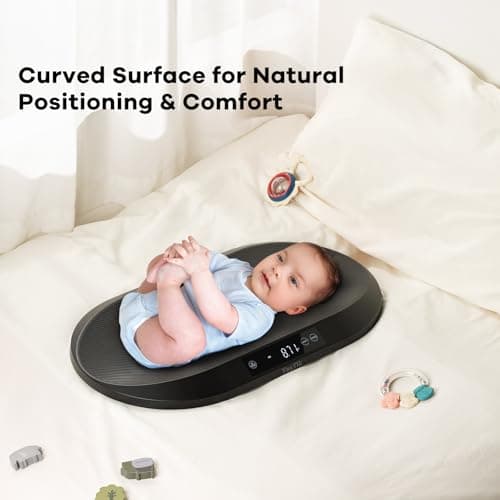 YAUYIK Digital Baby Scale with Smart Hold Function, Multifunctional Infant Scale, Large Pet Scale for Newborn Puppy, Cat and Small Animals - Up to 88lbs, Nest-Shaped Design, 150cm Soft Tape