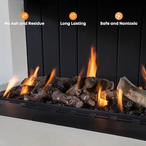 Stanbroil Large Ceramic Gas Logs, 10 Piece Set of Decoration Ceramic Wood Logs for All Types of Ventless, Gel, Ethanol, Electric, Gas Inserts, Propane, Indoor or Outdoor Fireplaces & Fire Pits
