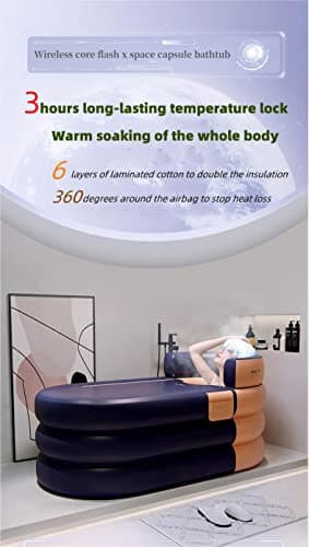 Inflatable adult bathtub with electric air pump,Suitable for hot water bath & ice bath(grapefruit tangerine)