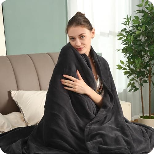 DUODUO Heated Electric Blanket 72"x84" Full Size Warm Coral Fleece with 4 Heat Settings & 10 Hours Auto Shut Off Overheating Protectsion - Black