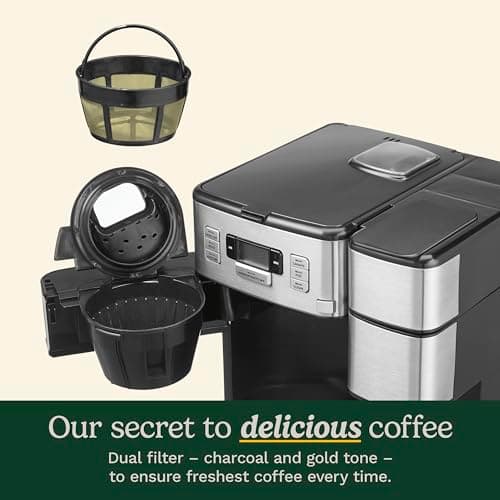 Cuisinart SS-GB1 Coffee Center Grind and Brew Plus, Built-in Coffee Grinder, Coffeemaker and Single-Serve Brewer with 6oz, 8oz and 10oz Serving Size, Black/Silver, 12-Cup Glass