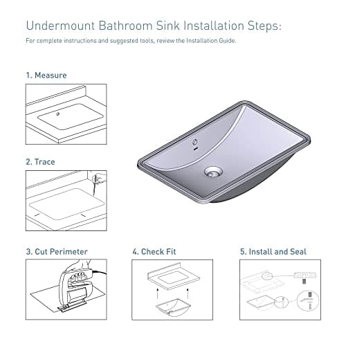 Moen White Vitreous China Undermount Sink, 23.625 X 14.75 X 7 Inch Rectangle Bathroom Sink with a High Gloss Porcelain Finish for Vanity Countertop Placement, BGCW10RU1223