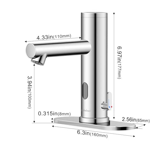 Achelous Automatic Touchless Bathroom Sink Faucet with Deck Plate,Hands Free Infrared Sensor Basin Faucet with Temperature Control, Battery Powered Sensor Bathroom Tap,Chrome