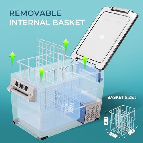 EUHOMY 12 Volt Refrigerator, 38QT(35L) Electric Cooler, 12V Fridge APP Control, 12V Cooler -4℉~68℉, Portable Freezer 12/24V DC 110-240V AC for Camping, Travel, Truck, Home