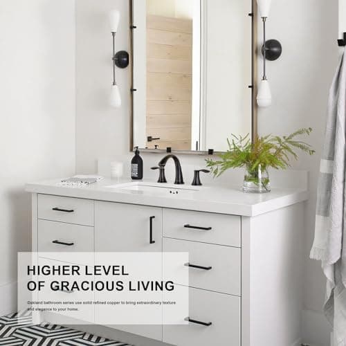 8 Inch Two Handle Bathroom Faucet Widespread Oil Rubbed Bronze, Oakland Bronze Bathroom Faucet for Sink 3 Hole Brass Lavatory Faucet Lead-Free with Pop Up Drain Supply Line, KSB8232