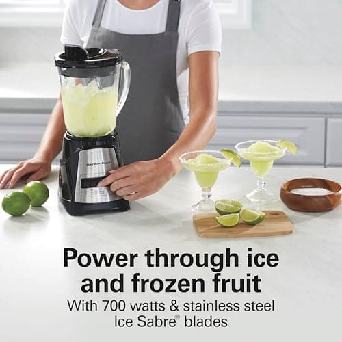 Hamilton Beach Power Elite Wave Action Blender For Smoothies, 40 Oz Glass Jar, 12 Functions Including Puree, Crush Ice, Black, 700 Watts, Black (58148A)