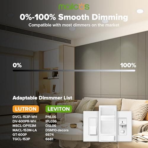 MAILCOS 12 Pack 6 Inch 5CCT Ultra-Thin LED Recessed Ceiling Light with Junction Box, 2700K-5000K Selectable, 1050LM High Brightness, Dimmable Canless Wafer Downlight, 12W 120V, ETL