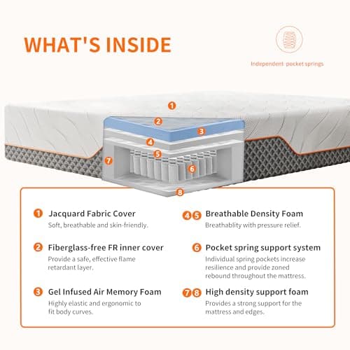 ESHINE Split King Adjustable Bed Frame with Mattress - 14” Luxury Hybrid Mattress, Smart APP Contorl, Massage, Zero Gravity, Anti-Snore, 5 Minutes Installation, Head and Foot Incline, Split King