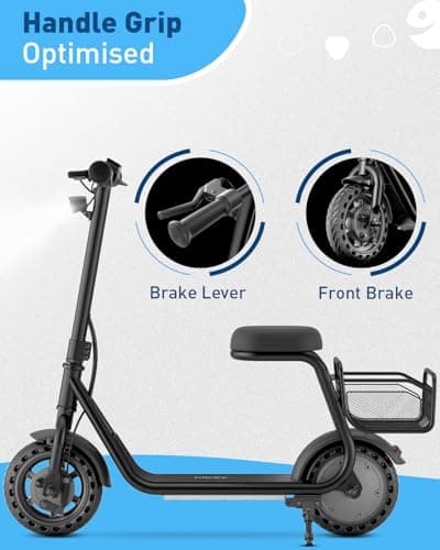 Hiboy Q2 Lite Electric Scooter with Seat for Kids Ages 4-10 - UL Certified, Up to 9.3 MPH with 100W Motor, 3-Speed Adjustable, Rear Basket, LED Neon/Brake Lights, LCD Display