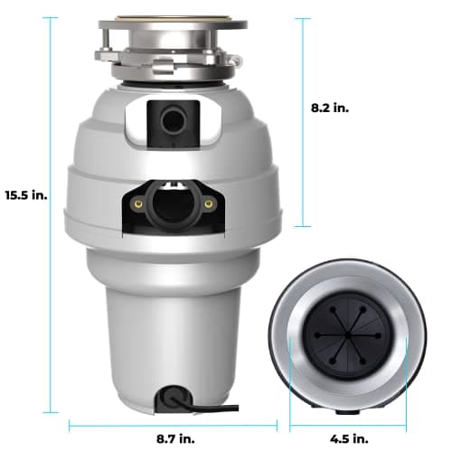 American Standard 10-US-ASD-1250 Premium Garbage Disposal with 3-Bolt Mount System and Odor Protection Processor, Stainless steel, Silver