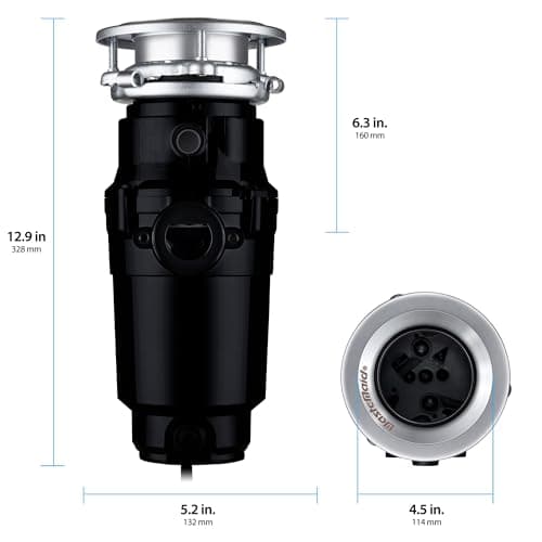 Waste Maid 10-US-WM-058-3B Garbage Disposal Anti-Jam Stainless Steel Food Waste Grinding System, 1/2 HP Economy, Black