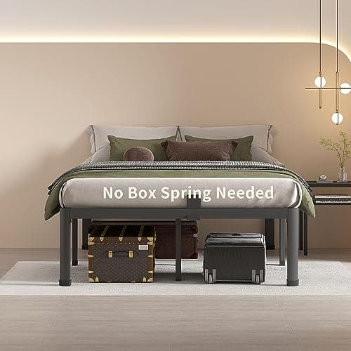 MAF 14 Inch Full Size Metal Platform Bed Frame with Round Corner Legs, 3000 LBS Heavy Duty Steel Slats Support, Noise Free, No Box Spring Needed, Easy Assembly