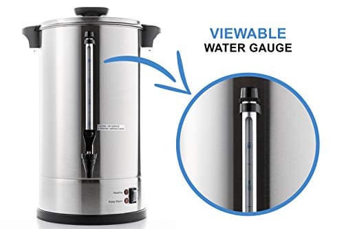 SYBO SR-CP-100B Commercial Grade Stainless Steel Percolate Coffee Maker Hot Water Urn for Catering, 100-Cup 16 L, Metallic