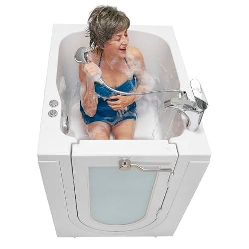 Ella Front Entry 32"x40" Acrylic Hydro Massage Walk-In Bathtub, Right Outward Swing Door, 2 Piece Fast Fill Faucet, 2" Drain