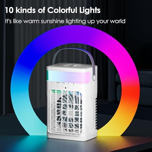 Portable Air Conditioners,Air Conditioner,Ac Unit with 1500ML Water Tank,2 Spray Ports,3 Wind Speeds,3 Timers,10 kinds of Colorful Lights,Portable Ac Units for Room Camping Car Office