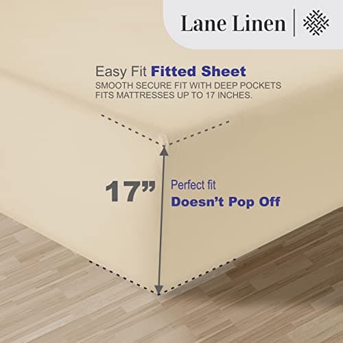 LANE LINEN 100% Egyptian Cotton 1000 TC King Bed Sheets, Eco Friendly No Pill Naturally Cooling Sheet King Size, Soft & Comfy Sateen Weave Silky Smooth Finish, Available in Variety of Colors -Ivory