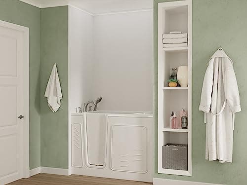 ANZZI Walk In Tub 53'' x 30'' Right Drain Soaking Bathtub in White Walk-In Soaker Tub with Easy Access Safe Grab Bars and Slip-Resistant Material and Quick Fill Faucet