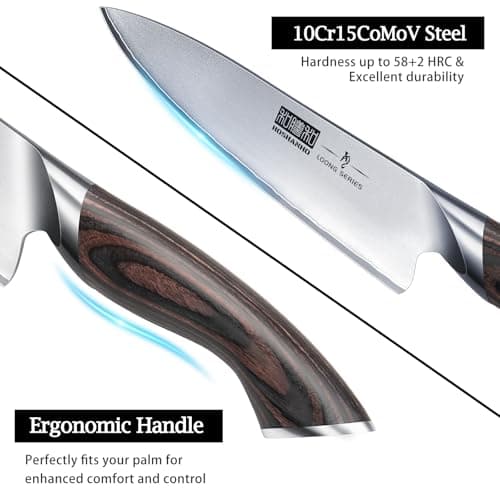 5 Pieces Knife Set, Japanese High Carbon Stainless Steel Kitchen Knife Sets, Professional Ultra Sharp Chef Knives Set with Ergonomic Pakkawood Handle