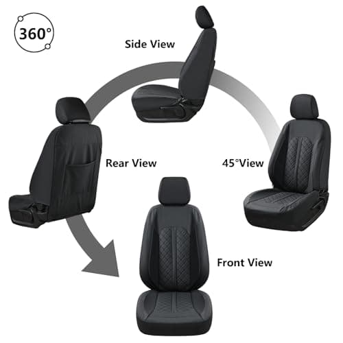 Truckiipa F150 Seat Covers Full Set Leather Waterproof Car Seat Cover Seat Protector Custom Fit for 2015-2024 Ford F150 SuperCrew, 2017-2024 F250 F350 F450 Super Duty Crew Cab, Full Set, Black