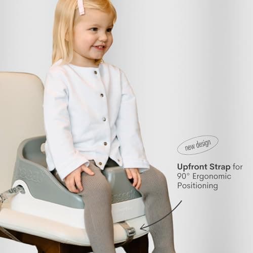 Upseat Boost Ergonomic Toddler Booster Seat for Dining Table, Developed with Physical Therapists to Encourage Posture, 3-Point Harness, Easy to Wipe Clean, and Lightweight Gray