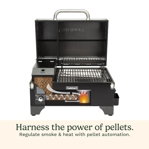 Cuisinart 8-in-1 Portable Wood Pellet Grill and Smoker, Compact for RV, Tailgates, Camping, and Backyard Cooking, Smoky Flavor, Versatile Meat Smoker