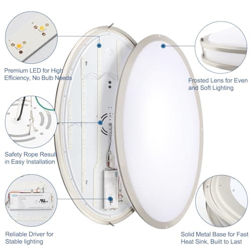 DAKASON 32In Oval LED Flush Mount Light for Kitchen/Living Room, 50W Large LED Ceiling Light Fixture, 3500K/4000K/5000K Adjustable, Dimmable for Dining Room/Bedroom