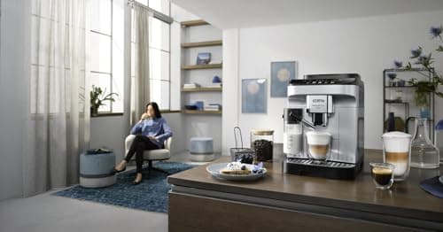 De'Longhi De’Longhi Magnifica Evo Automatic Espresso & Cappuccino Machine with Latte Crema System, 9.45 in. x 17.32 in. x 14.17 in., Chrome
