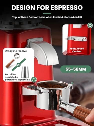 Huanyu Flat Burr Coffee Grinder with 19 Grinding Settings Large Capacity 35oz Red and Huanyu Electric Coffee Grinder with 10-Position Grind Selector for Home Use Black Bundle