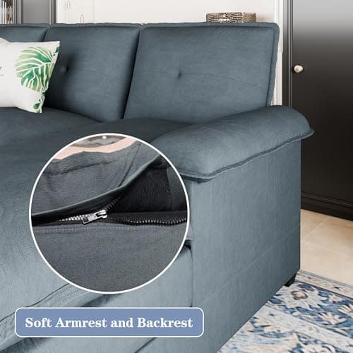 U Shaped Sectional Couch for Living Room,110" 4-Seater Comfy Couch with Double Chaise,Deep Seat Modular Sofa Couches with Thick Cushion & Soft Backrest,Dark Gray