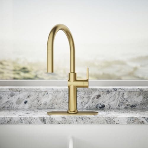 KOHLER 22972-2MB Crue Pull Down Kitchen Faucet, Pull-Down Sprayer, Vibrant Brushed Moderne Brass