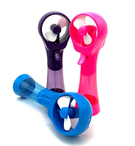 3 Pack Elite Battery Powered Handheld Water Misting Fans Personal Outdoor Cooling Fan (Blue/Purple/Pink)
