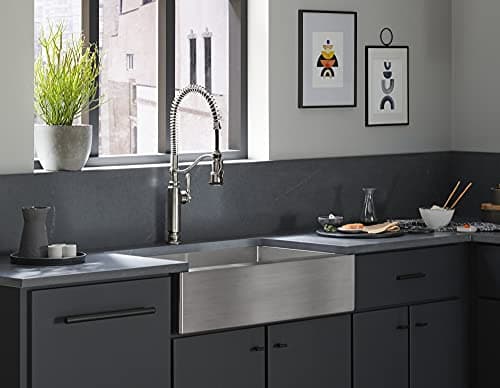 KOHLER Tournant Semi-Professional Pull-Down Kitchen Sink Faucet, Commercial Kitchen Faucet with Pull Down Sprayer, 77515-VS, Vibrant Stainless