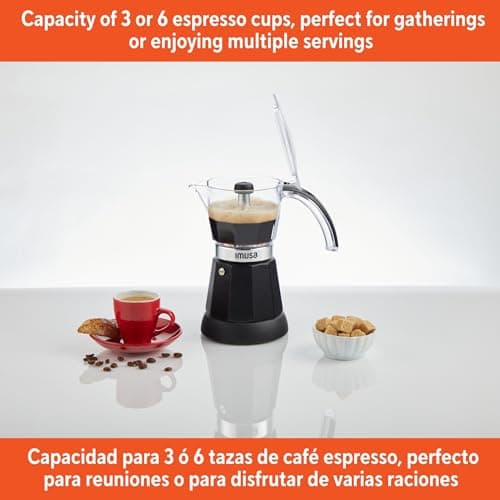 Imusa 6 or 3cup Electric Espresso Maker, Black