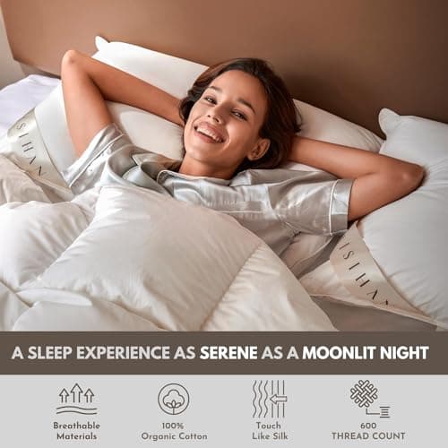 Premium Goose Down Pillows Standard Size - 700+ Fill Power, Down Pillow for Stomach Sleeper, 100% Cotton 500 TC Cover Down Pillow Standard Size Plush Pillow 1 Pack 20"x26"