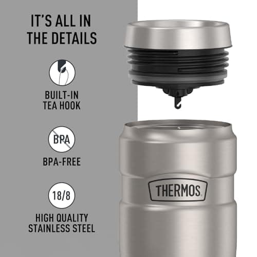 THERMOS Stainless King Vacuum-Insulated Travel Tumbler, 16 Ounce, Matte Steel