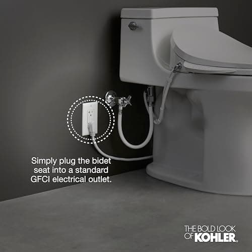 Kohler PureWash E580 Elongated Bidet Toilet Seat, White, Quiet-Close Lid Prevents Slamming, Self-Cleaning Wand, Adjustable Water Pressure with Multiple Cleansing Options