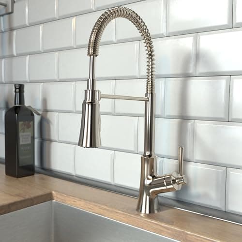 hansgrohe Joleena Brushed Nickel Commercial Kitchen Faucet, Kitchen Faucets with Pull Down Sprayer, Faucet for Kitchen Sink, Polished Nickel 04792830 19.3-Inches Tall