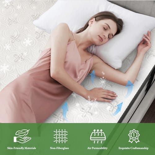 Onlylucky Firm King Size Mattress - 14 Inch Gel Memory Foam Mattress with Individual Pocket Spring for Pressure Relief & Motion Isolation, Premier Comfort Night Sleep, Enhanced Support Hybrid King Bed