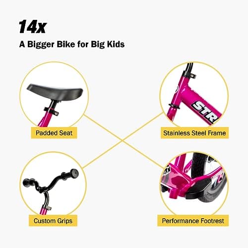 Strider 14x, Balance Bike for Kids 3 to 6 Years - Includes Custom Grips, Padded Seat, Performance Footrest & All-Purpose Tires - Easy Assembly & Adjustments