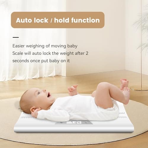 EILISON Baby Scale with Height Measuring - Digital Weight Scale for Infants, Toddlers & Pets - 0.1-44 lbs, Tare Function, Hold Feature, Accurate Baby Weighing Scale for Growth Tracking (White)